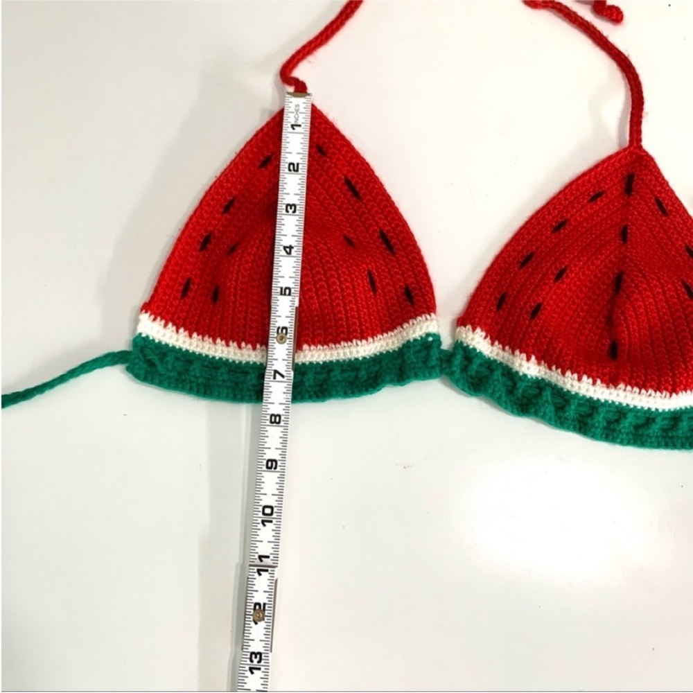 Crochet Watermelon Halter Top Size 6 Summer Festival Picnic Handmade Boho - Picture 6 of 7